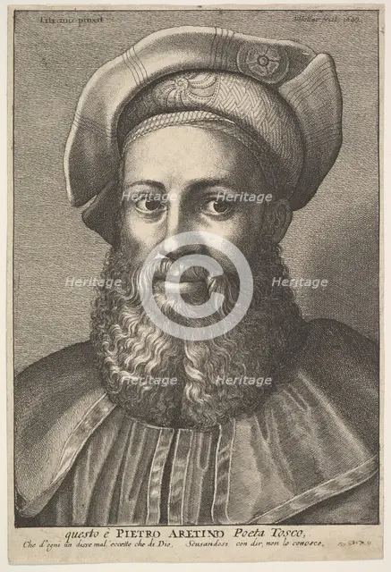 Pietro Aretino, 1640. Creator: Wenceslaus Hollar.