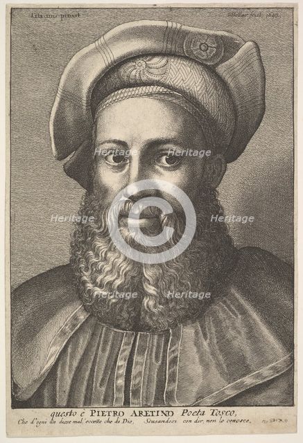 Pietro Aretino, 1640. Creator: Wenceslaus Hollar.