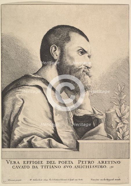 Pietro Aretino, 1649. Creator: Wenceslaus Hollar.