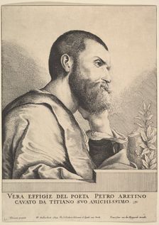 Pietro Aretino, 1649. Creator: Wenceslaus Hollar