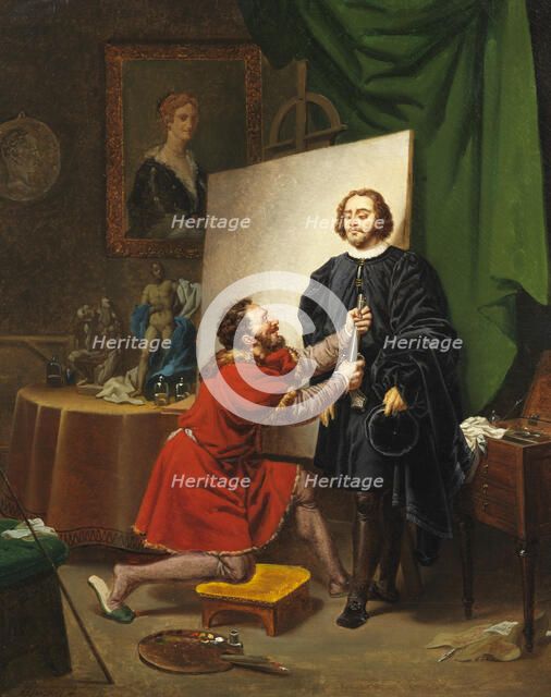 Pietro Aretino in the Studio of Tintoretto, 1822. Creator: Pierre Nolasque Bergeret.