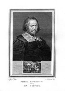 Pietro da Cortona, Italian Baroque era painter, (1825).Artist: John Corner