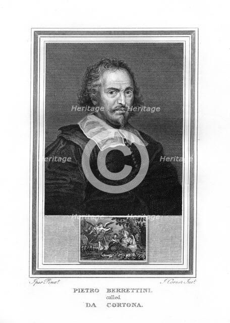 Pietro da Cortona, Italian Baroque era painter, (1825).Artist: John Corner