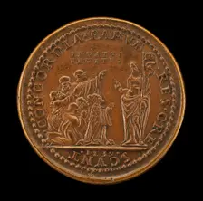 Pietro Lando, c. 1462-1545, Doge of Venice 1539, with Venetian Senators, Kneeling Before Christ [obv Creator: Andrea Spinelli