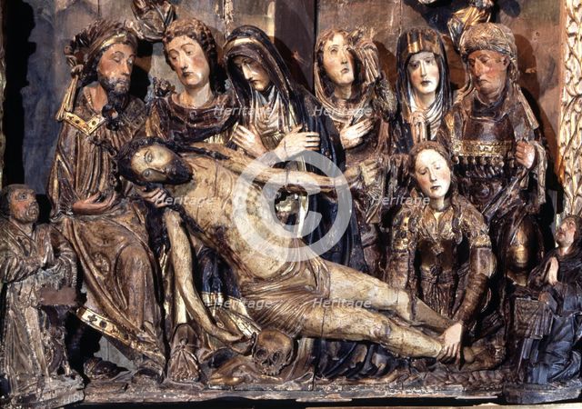 Piety Altarpiece, detail of Descent, in the church of Santos Juanes in Nava del Rey.