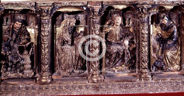 Piety Altarpiece, detail of the holy evangelists in the Church of Santos Juanes in Nava del Rey.