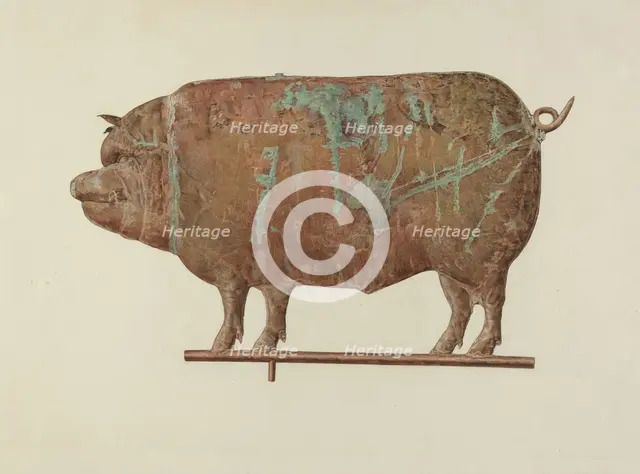 Pig Weather Vane, c. 1940. Creator: Marian Page.