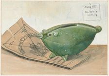 Piggy bank and savings bank booklet, 1915. Creator: Frans Everbag