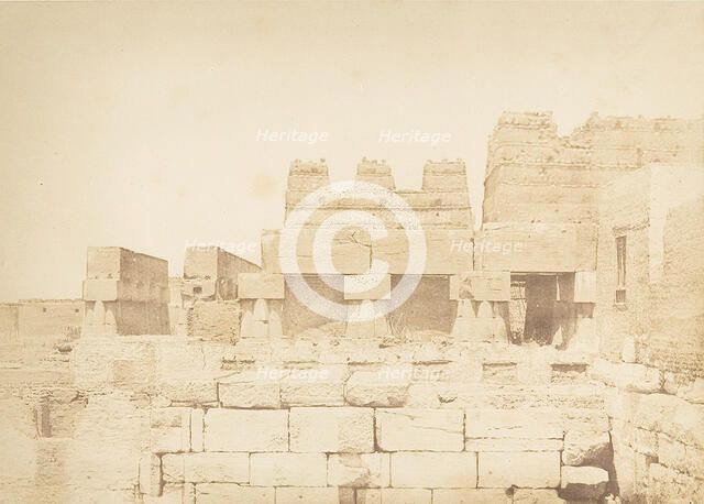 Pigeonniers bâtis sur la colonnade méridionale du palais d'Aménophis III, à Louxor, Thèbes, 1849-50. Creator: Maxime du Camp.