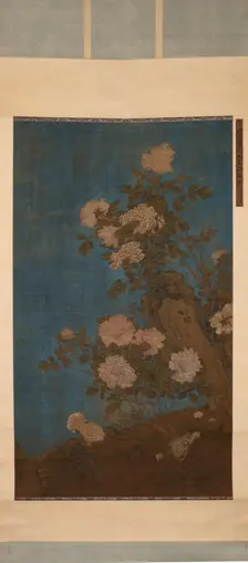 Pigeons and peonies. Creator: Unknown
