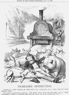 Pigheaded Obstruction 1877. Creator: Joseph Swain