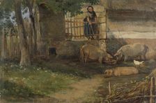 Pigs in a Barnyard, 1860-1891. Creator: Guillaume Anne van der Brugghen