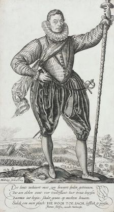 Pike Bearer, Facing Right, 1583. Creator: Hendrik Goltzius