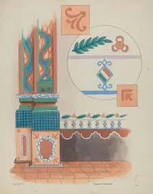 Pilaster and Sidewall in Church San Luis Rey Mission, c. 1936. Creator: Howard H. Sherman