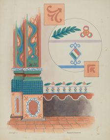 Pilaster and Sidewall in Church San Luis Rey Mission, c. 1936. Creator: Howard H. Sherman