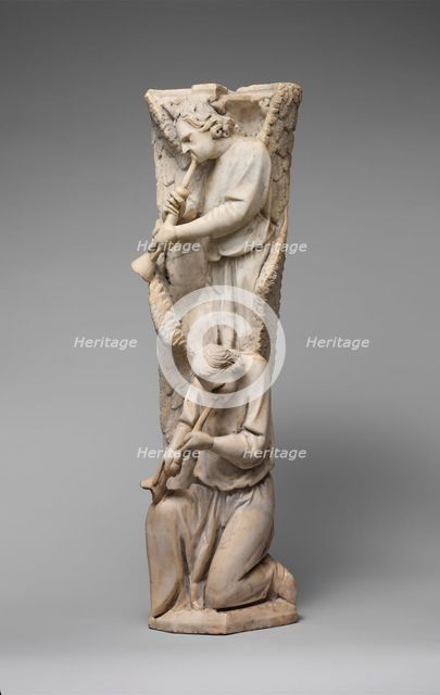 Pilaster of Angels Sounding Trumpets from the Parapet of a Pulpit, Central Italian, 1302-10. Creator: Unknown.