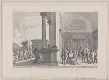 Pilate attempting to discharge Christ, from Iconographia 1670. Creator: Melchior Küsel