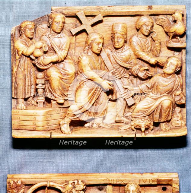 Pilate Condemns Christ and St Peter Denies Him, Ivory Panel, Byzantine Casket, early 5th century Artist: Unknown.