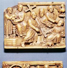 Pilate Condemns Christ and St Peter Denies Him, Ivory Panel, Byzantine Casket, early 5th century