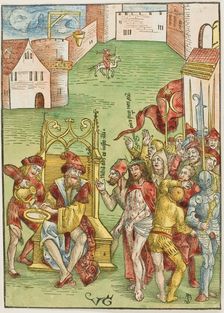 Pilate Washing His Hands, from Passio domini nostri Jesu Christi, c.1503. Creators: Urs Graf, Johann Knobloch