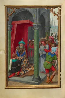 Pilate Washing his Hands; Prayer Book of Cardinal Albrecht of Brandenburg, about 1525-1530. Creator: Simon Bening