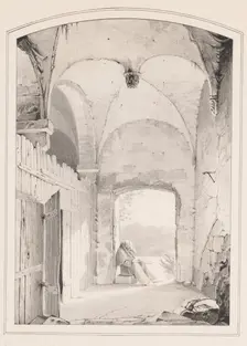 Pilgrim at the Gate (Einsiedler an der Pforte), 1827. Creator: Karl Blechen