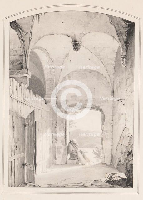 Pilgrim at the Gate (Einsiedler an der Pforte), 1827. Creator: Karl Blechen.