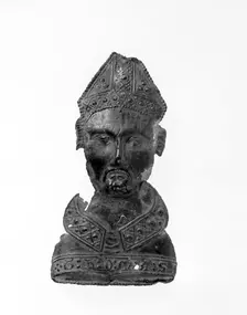 Pilgrim badge in the shape of St Thomas Becket's head, second half of the 14th century. Creator: Unknown
