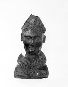 Pilgrim badge in the shape of St Thomas Becket's head, second half of the 14th century. Creator: Unknown