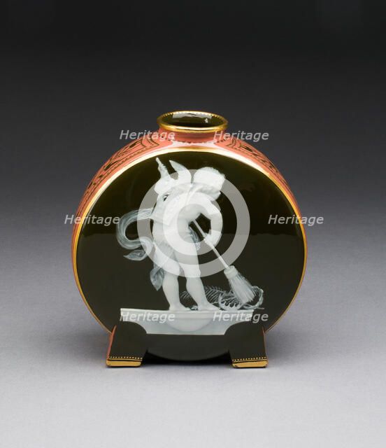 Pilgrim Bottle Vase, Stoke-on-Trent, 1880/90. Creator: Minton.