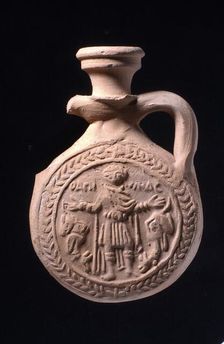 Pilgrim flask associated with the shrine of St Menas at Abu Mina, 5th-7th century