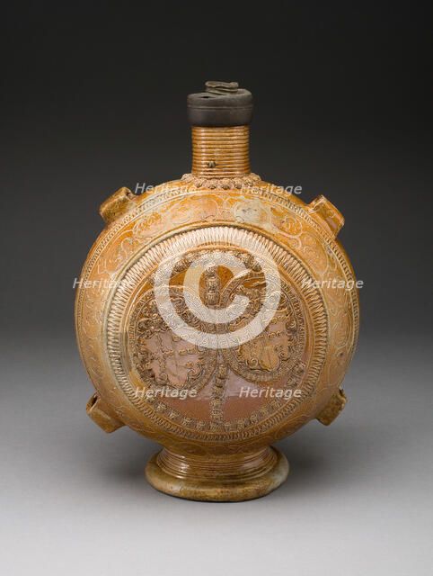 Pilgrim Flask, Raeren, 1587. Creator: Workshop of Jan Emens Mennicken.