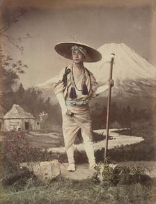 Pilgrim Going Up Fujiyama, 1870s-1890s. Creator: Kusakabe Kimbei