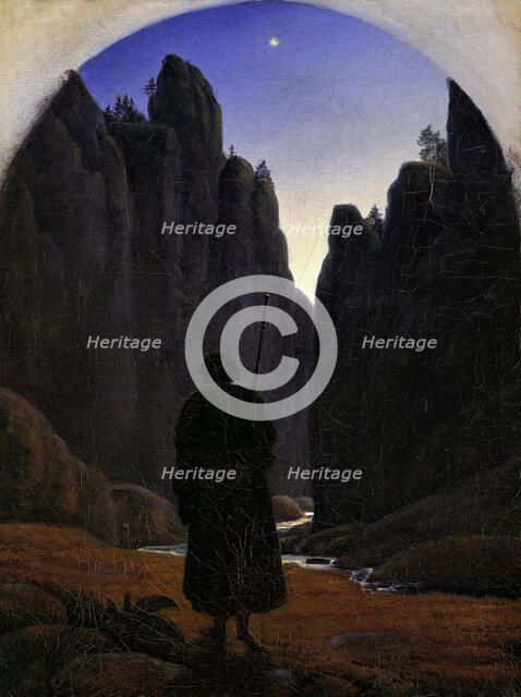 Pilgrim in a Rocky Valley, ca 1820. Artist: Carus, Carl Gustav (1789-1869)