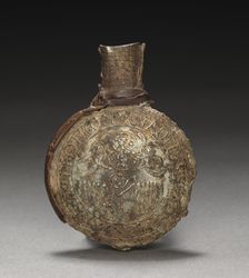 Pilgrim's Ampulla with Scenes of the Crucifixion (front) and the Ascension (back), c. 600. Creator: Unknown