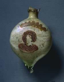 Pilgrim's Flask with Nimbed Figure, c. 400-600. Creator: Unknown