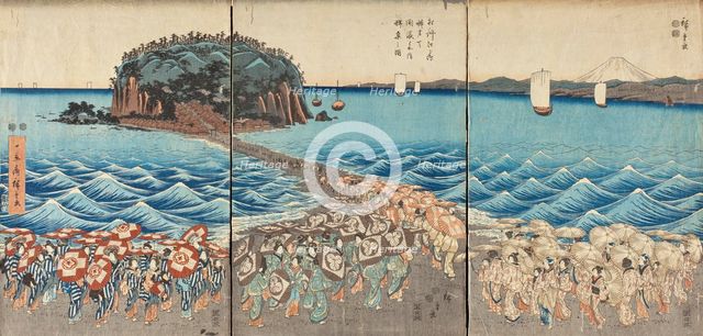 Pilgrimage of Female Entertainers to Enoshima to Pay Homage to Benzaiten, 2nd quarter of 19th cent. Creator: Ando Hiroshige.