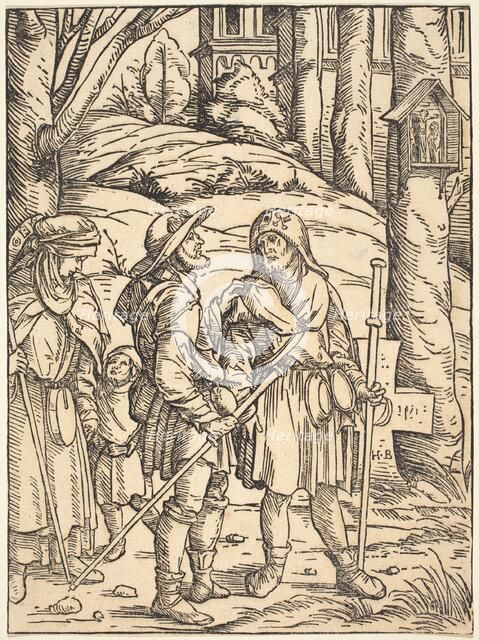 Pilgrims at a Wayside Shrine, 1508. Creator: Hans Burgkmair, the Elder.