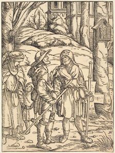 Pilgrims at a Wayside Shrine, 1508. Creator: Hans Burgkmair, the Elder
