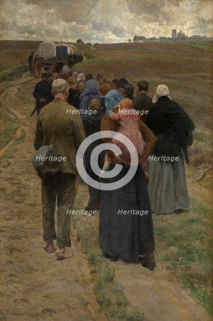 Pilgrims at the Moor, 1903-1905. Creator: Frans van Leemputten.
