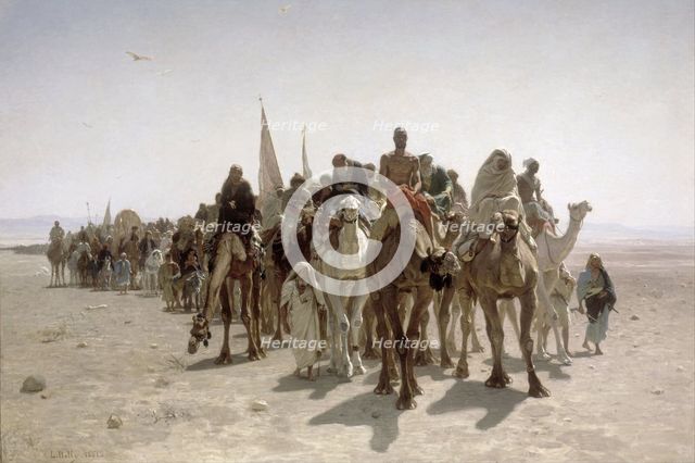 Pilgrims going to Mecca, 1861. Artist: Belly, Léon (1827-1877)
