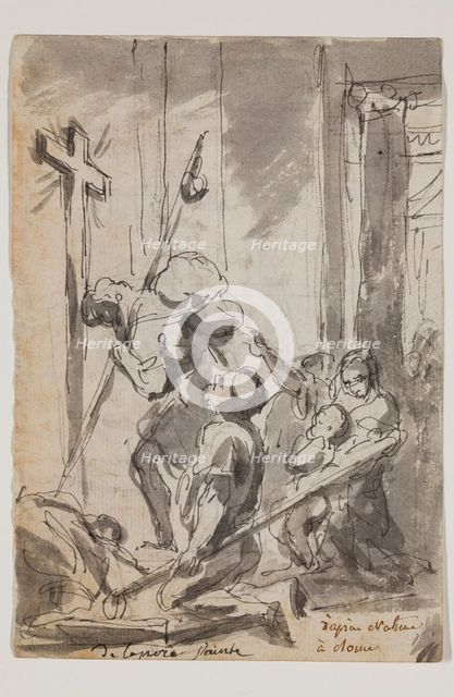 Pilgrims in Front of the Porta Santa at Saint Peter's, c.between 1752 and 1756. Creator: Augustin Pajou.