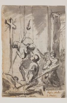 Pilgrims in Front of the Porta Santa at Saint Peter's, c.between 1752 and 1756. Creator: Augustin Pajou