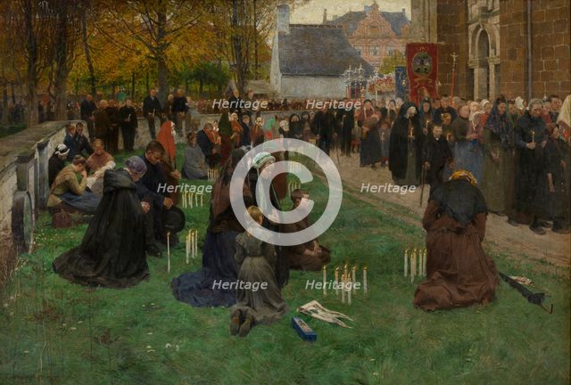 Pilgrims Moving Around the Church, 1903-1905. Creator: Frans van Leemputten.