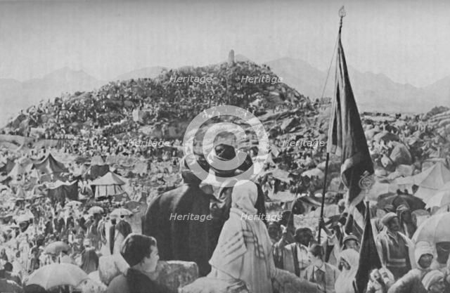'Pilgrims Performing the 'Wukuf' or Stand' on the Mount of Mercy', c1935. Artist: Unknown.