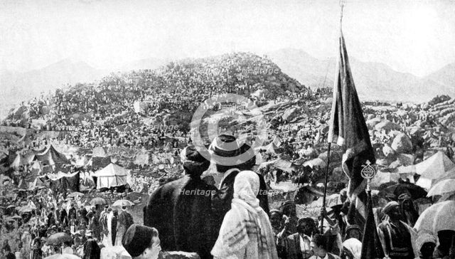 Pilgrims performing the 'Wukuf', Mount Arafat, Saudi Arabia, 1922. Artist: Unknown