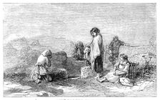 Pilgrims to the Holy Well - by F.W. Topham - from the new water colour exhibition, 1845. Creator: W. J. Linton