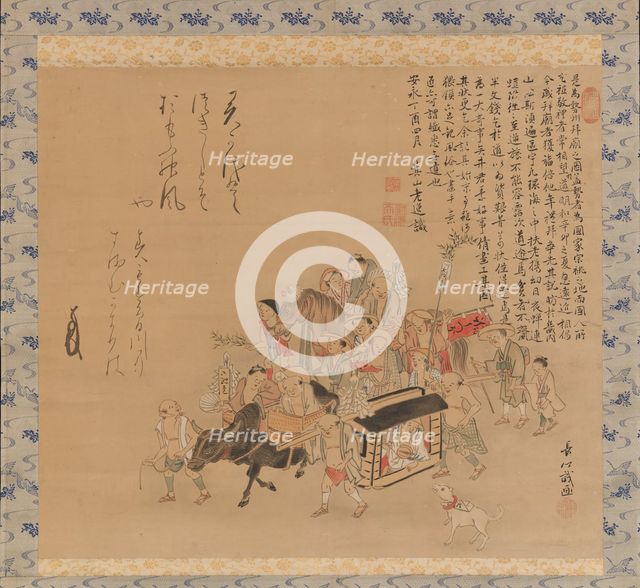 Pilgrims Travelling to Ise, 18th century. Creator: Chogo.