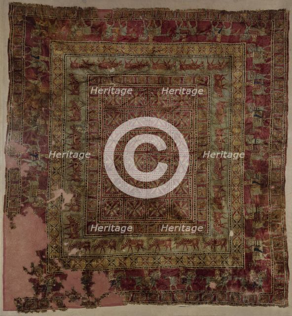 Pile Carpet, 5th-4th century BC. Artist: Ancient Altaian, Pazyryk Burial Mounds  