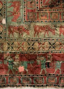 Pile Carpet (Detail: Fallow deers and horsemen) 5th-4th century BC